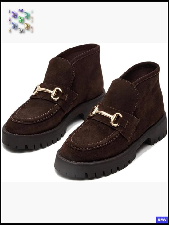 Shoes - Chunky Heel Platform Ankle Boots Slip On Round Toe Short Booties Fall Winter